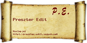 Preszter Edit névjegykártya
